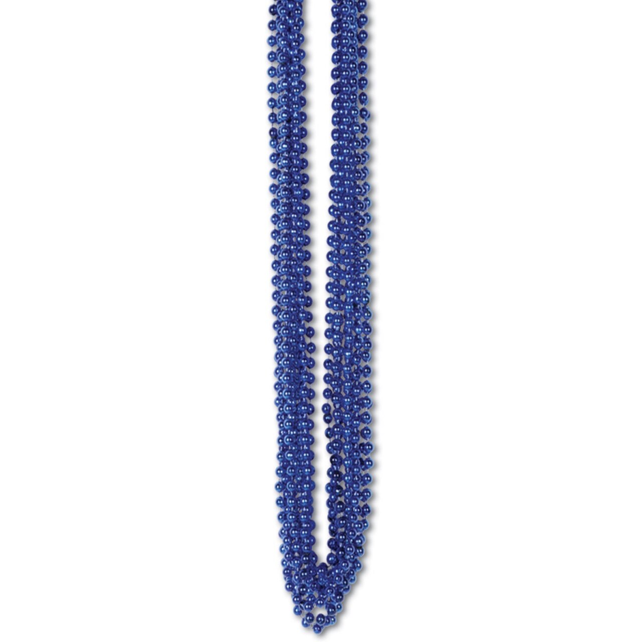 Beistle Club Pack of 720 Royal Blue Metallic 4th of July Small Round Beaded Necklace Party Favors 33''